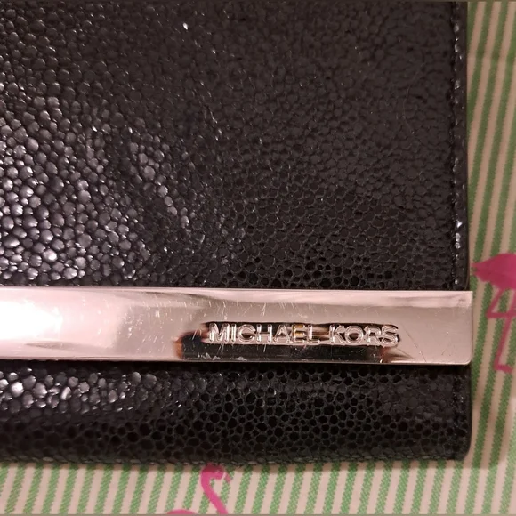 EUC Michael Kors Sparkly Metallic Texturized Black Suede Formal Clutch Purse Bag - Picture 13 of 14
